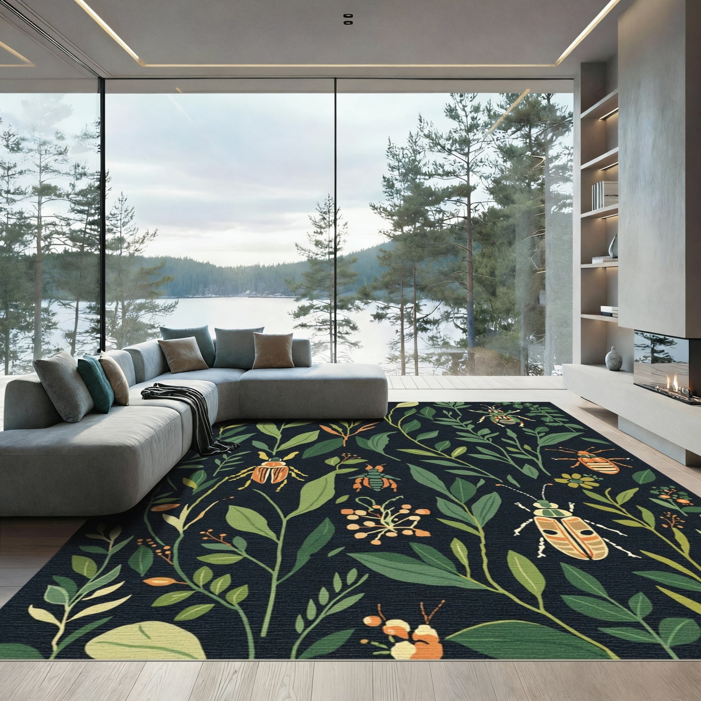 Charming Insects and Verdant Foliage Rug