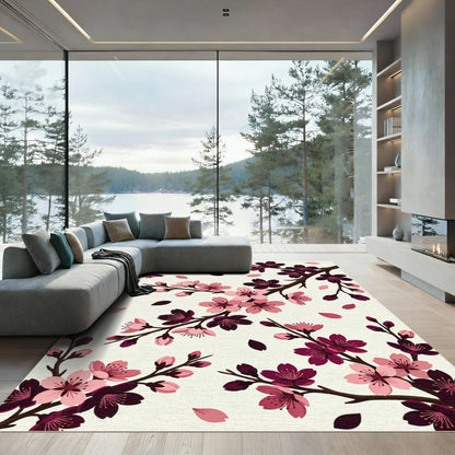 Blush and Deep Plum Cherry Blossom Rug