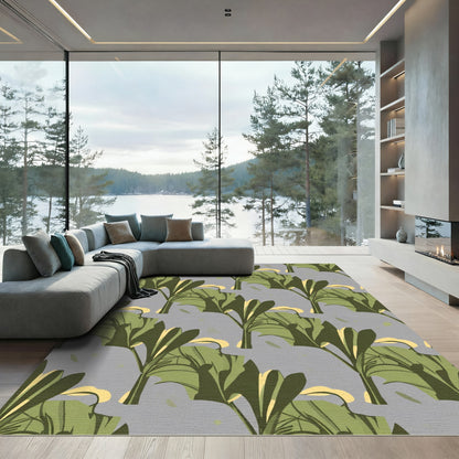 Green Tropical Leaf Repeat Rug
