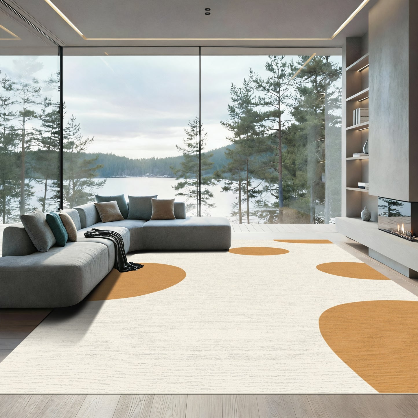 Terracotta Abstract Organic Shapes Rug