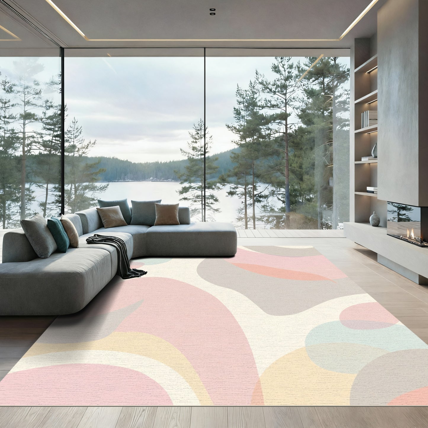 Pastel Abstract Organic Flow Rug