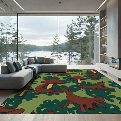 Brown Woodland Creatures Mushroom Forest Rug