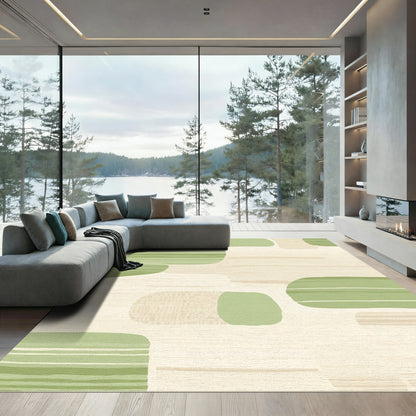 Abstract Beige Sage Organic Shapes Rug