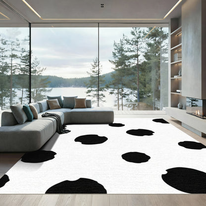 Abstract Black White Polka Dot Rug