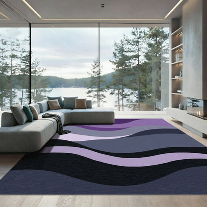 Amethyst Waves Abstract Layered Rug