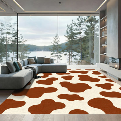 White Brown Cow Spots Rug