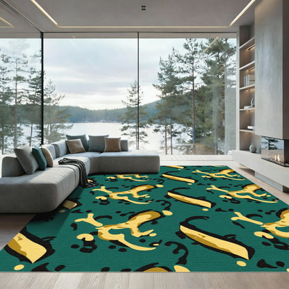 Deep Teal Organic Abstract Shapes Rug