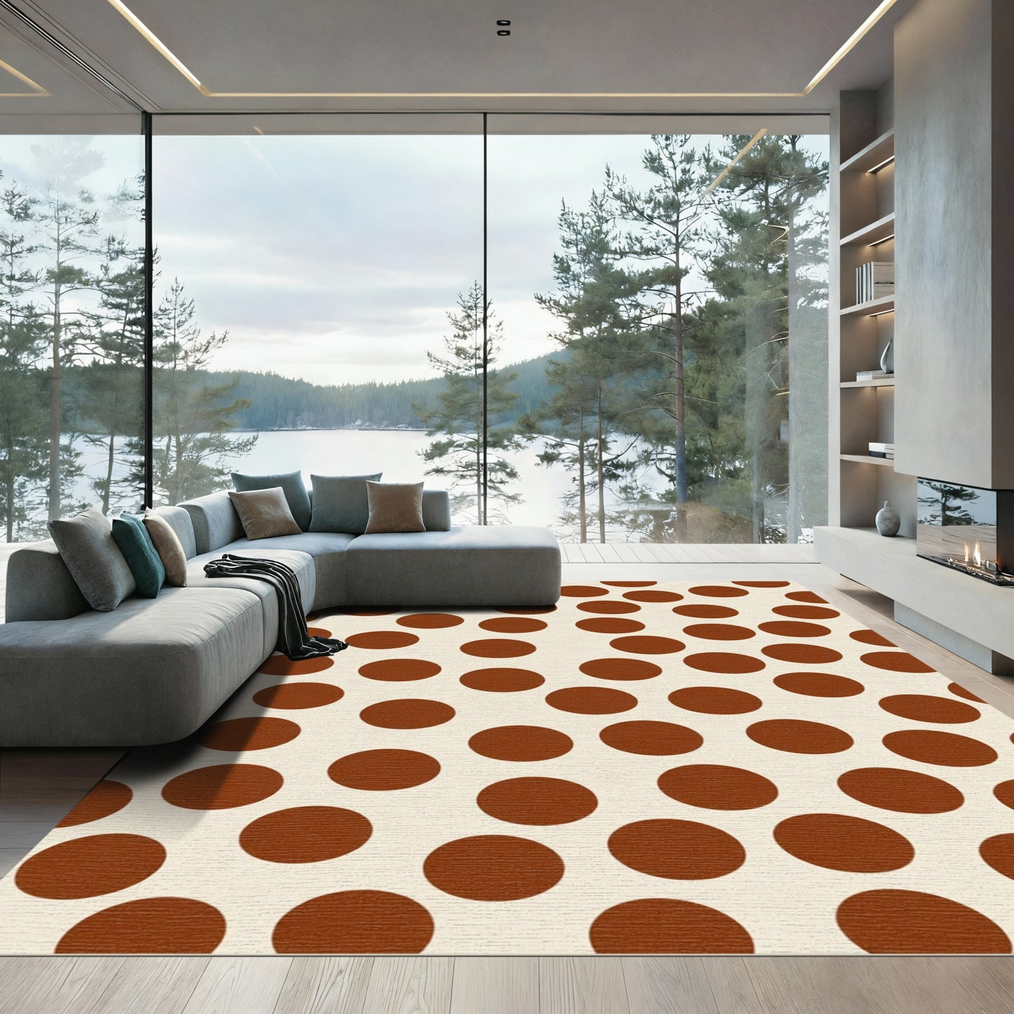 Warm Brown Polka Dot Scatter Rug