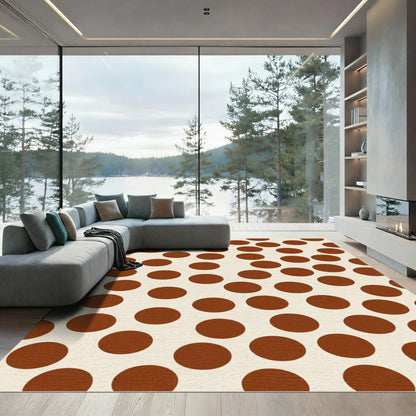 Warm Brown Polka Dot Scatter Rug
