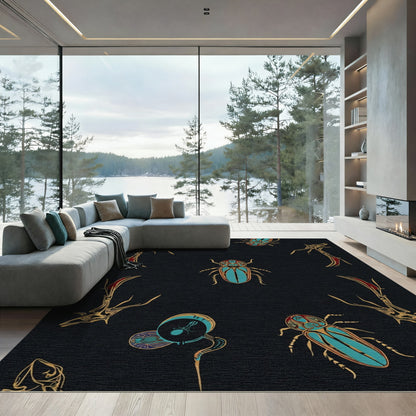 Golden Turquoise Scarab Antler Assemblage Rug