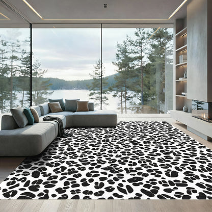 Classic Black White Animal Spots Rug