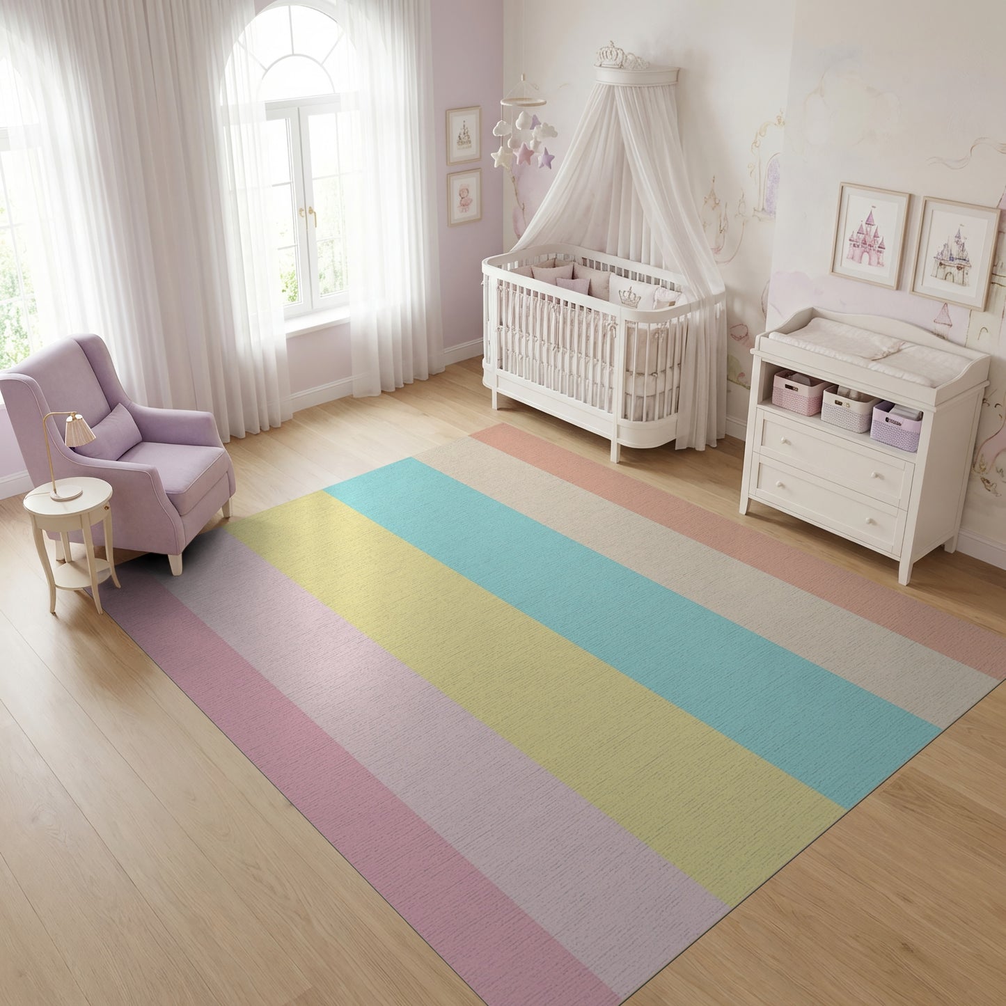 Soft Pastel Vertical Stripes Rug