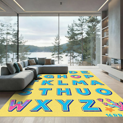 Retro Alphabet With Coral Accents Rug