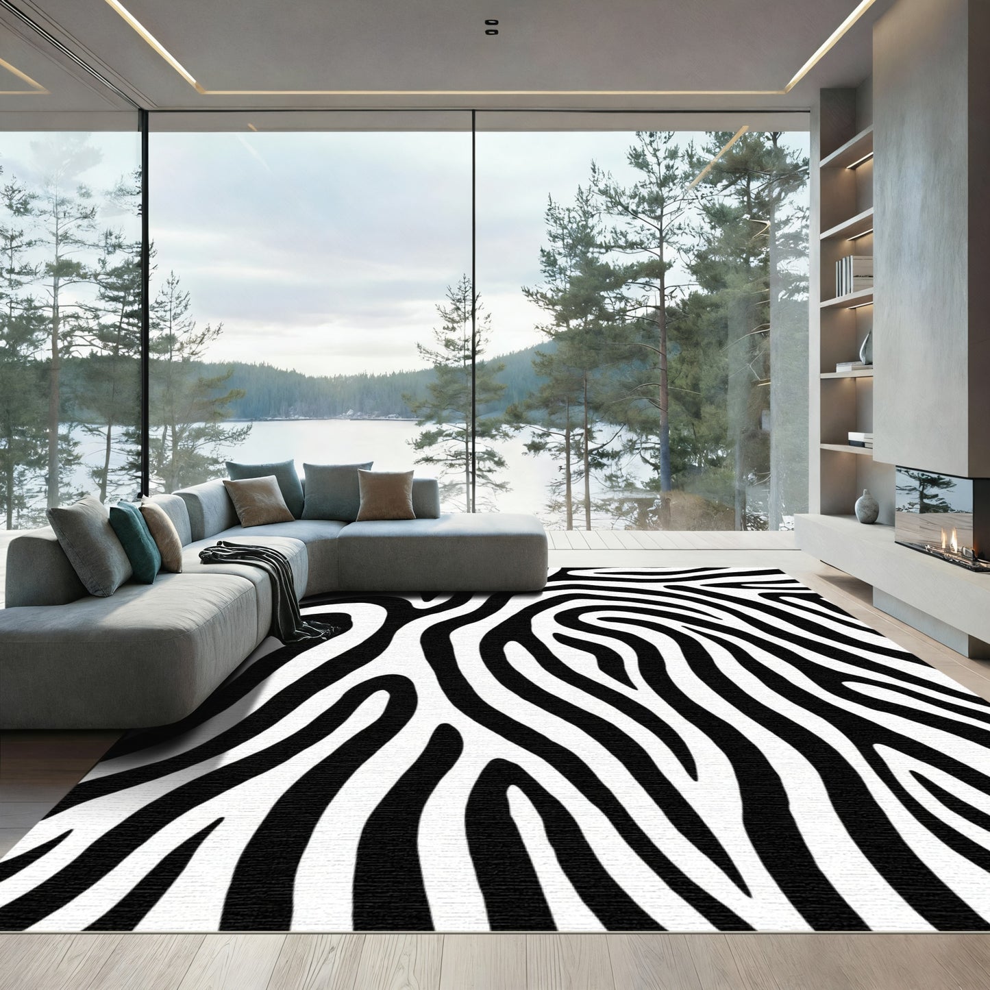 Bold Black White Animal Skin Rug