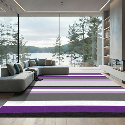 Modern Purple Gray Stripe Variation Rug