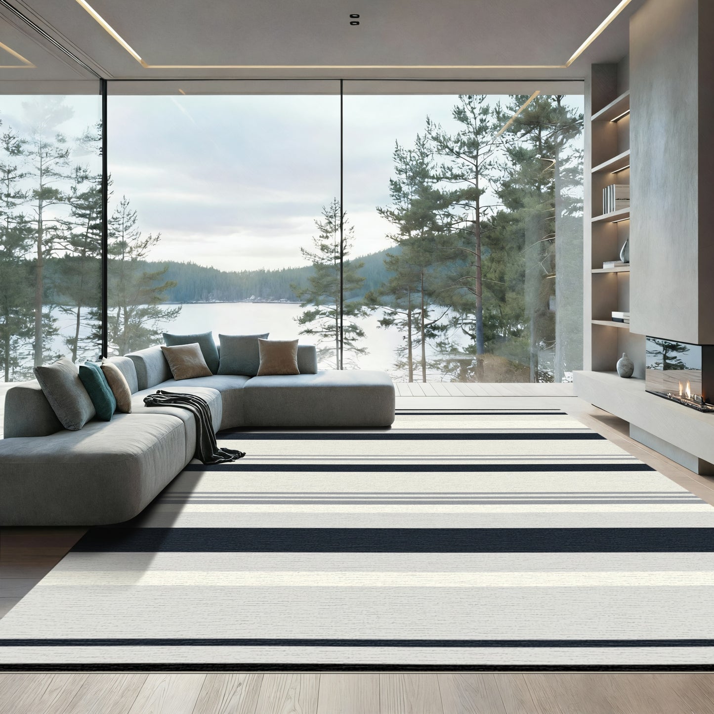 Neutral Tones Wide Stripe Rug