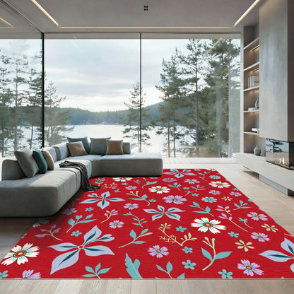 Classic Red Floral Spray Rug