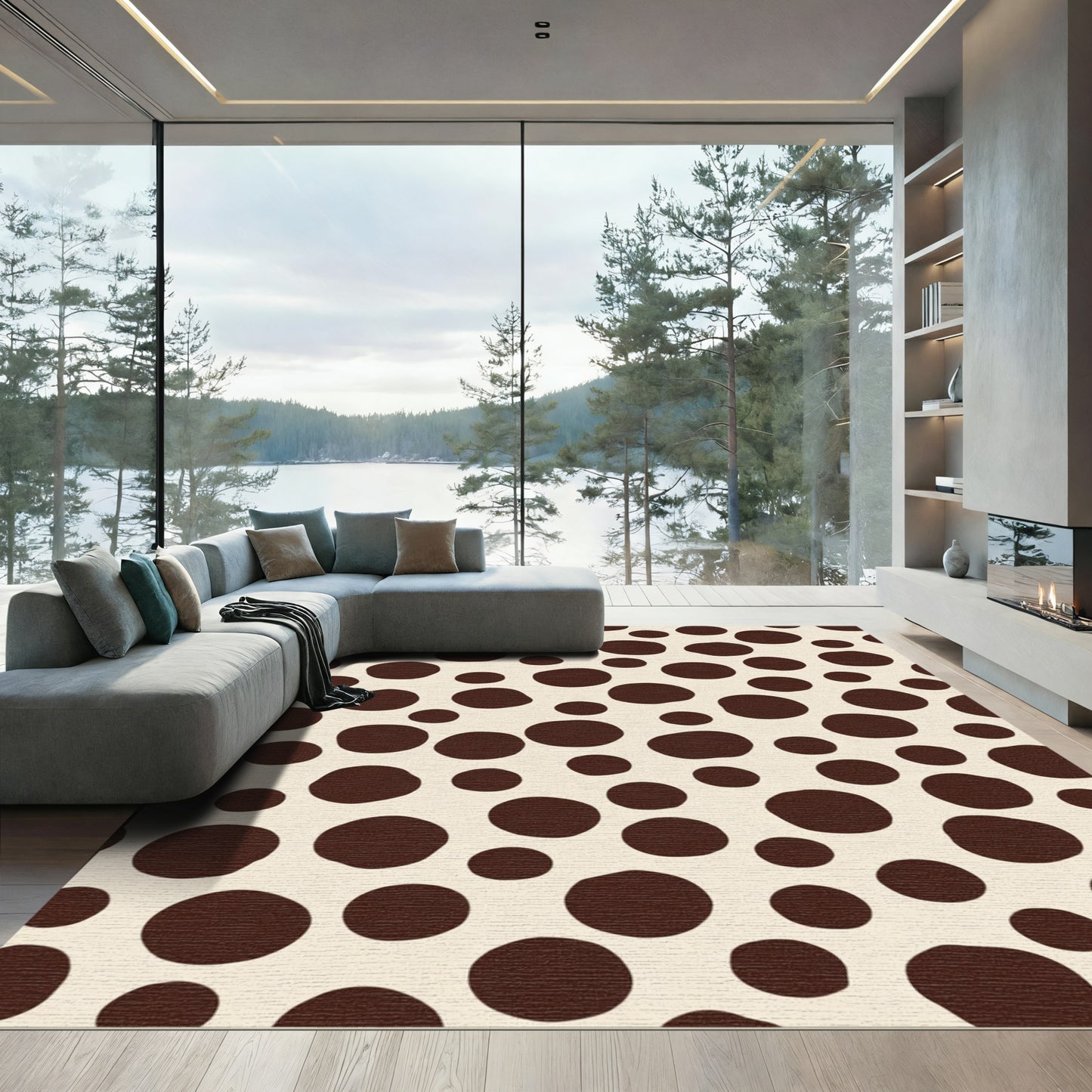 Brown Spotted Ivory Scatter Rug