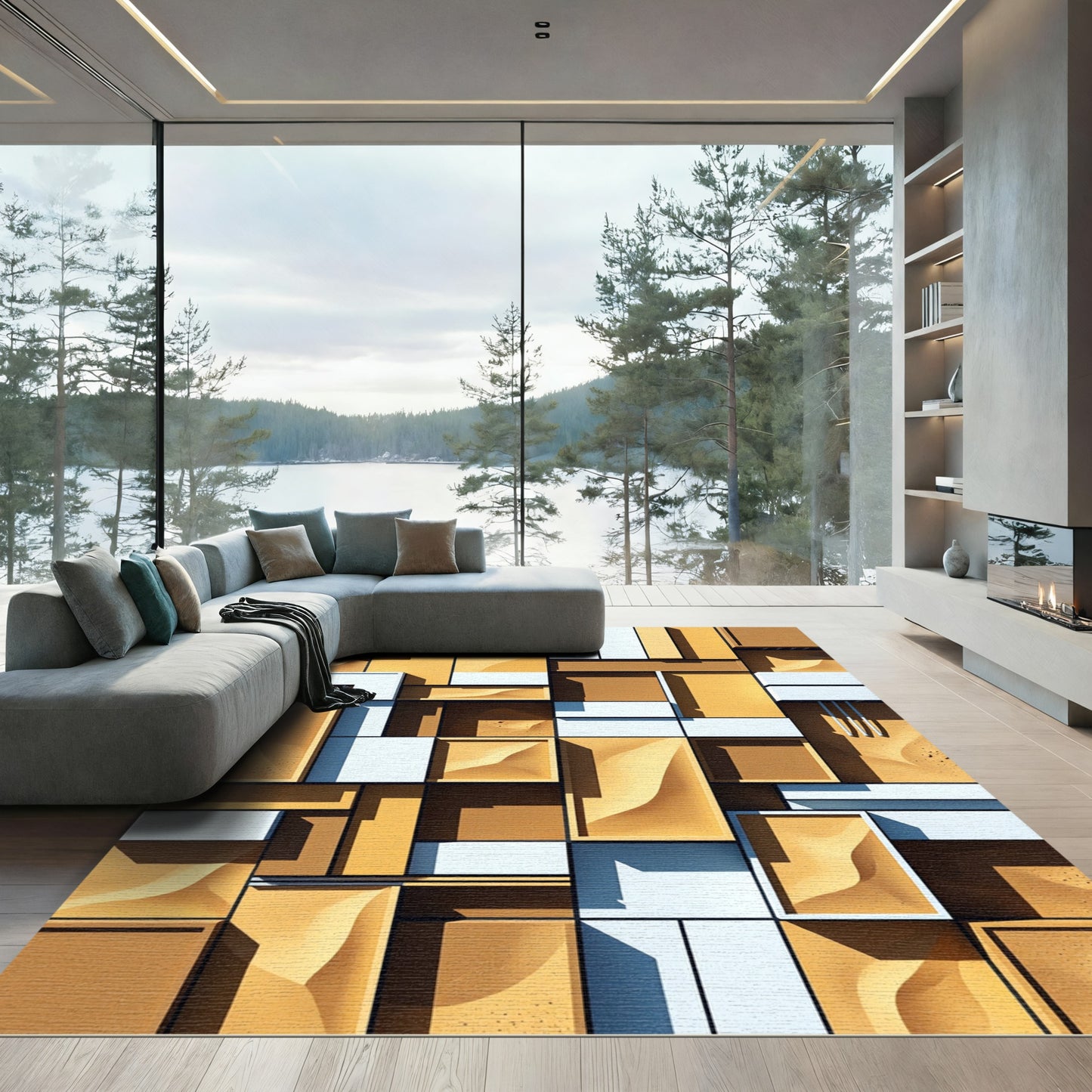 Neutral Dunes Geometric Composition Rug