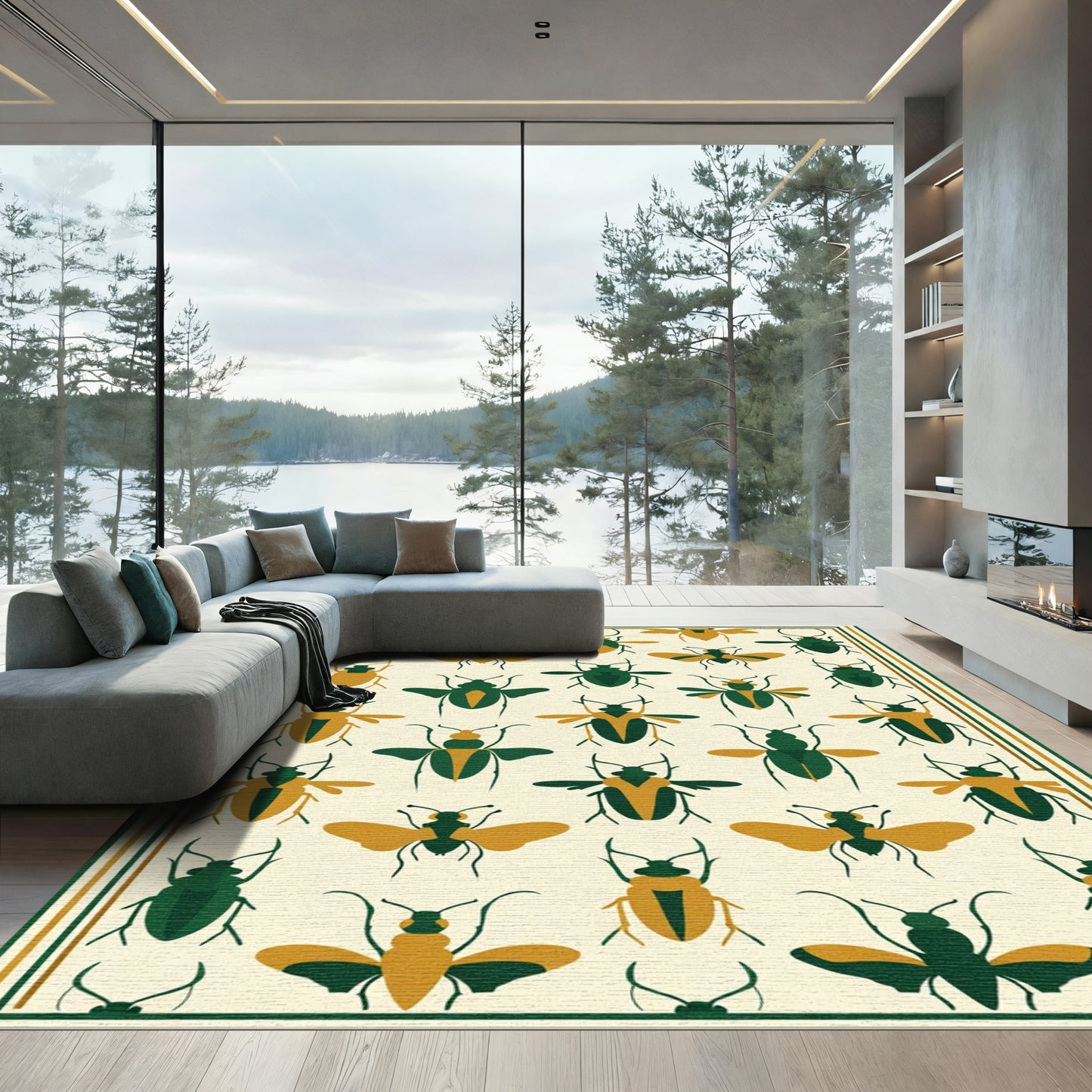 Golden Emerald Beetle Collection Rug