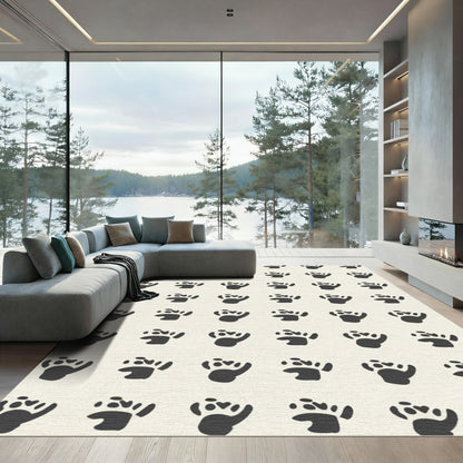 Dark Paw Prints Pattern Rug