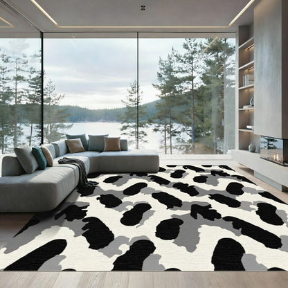 Monochromatic Abstract Blob Composition Rug