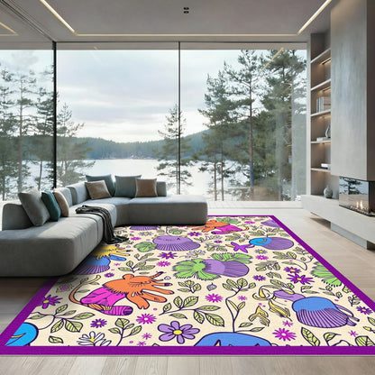 Whimsical Elephant Floral Garden Rug