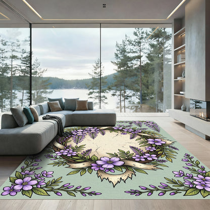 Wisteria Wreath with Purple Blossoms Rug