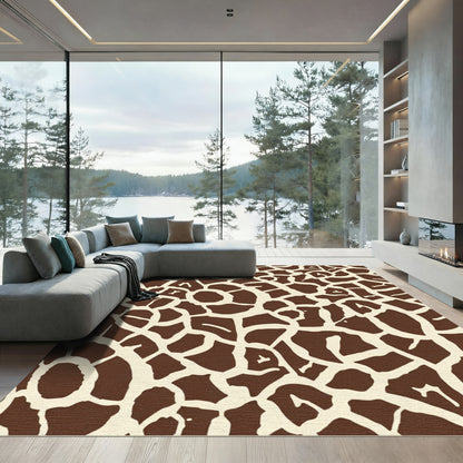 Brown Cream Irregular Patchwork Rug