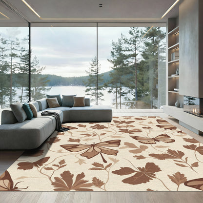 Brown Butterflies and Foliage Garden Art Rug