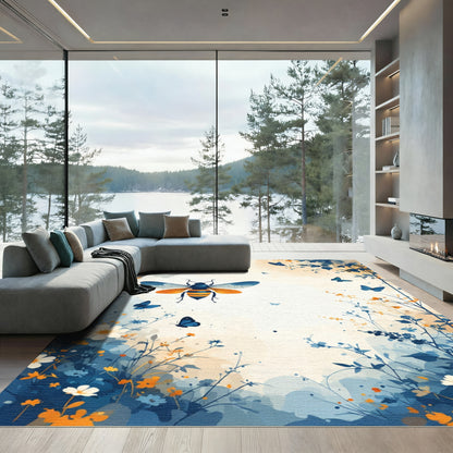 Vibrant Bee and Butterfly Garden Bloom Rug