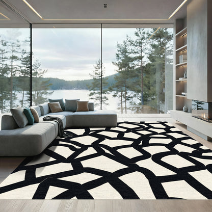 Bold Black Organic Connections Rug