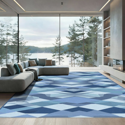 Modern Geometric Blue Diamond Blanket Rug