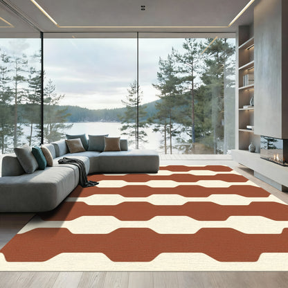 Warm Amber Interlocking Stripe Rug