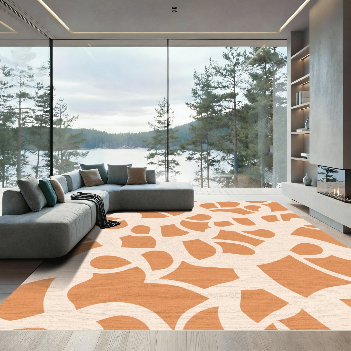 Terra Cotta Abstract Swirl Organic Rug