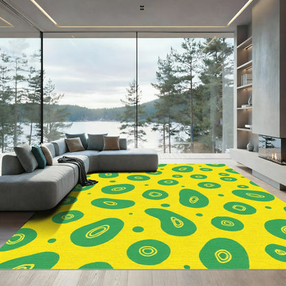 Golden Green Organic Spot Scatter Rug