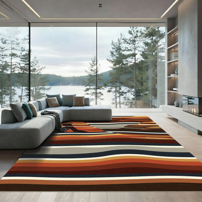 Earthy Canyon Layered Abstract Stripe Rug