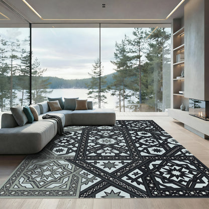 Geometric Star Medallion Mosaic Rug