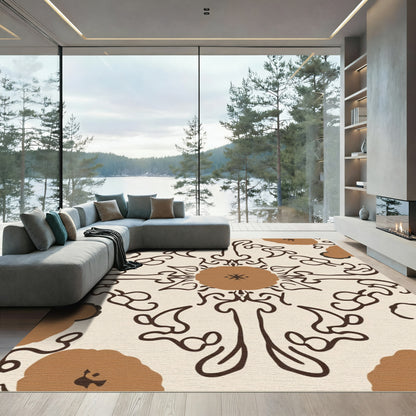 Brown Floral Medallion With Swirls Rug