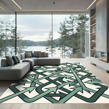 Sage Interconnecting Geometric Arrow Linear Rug