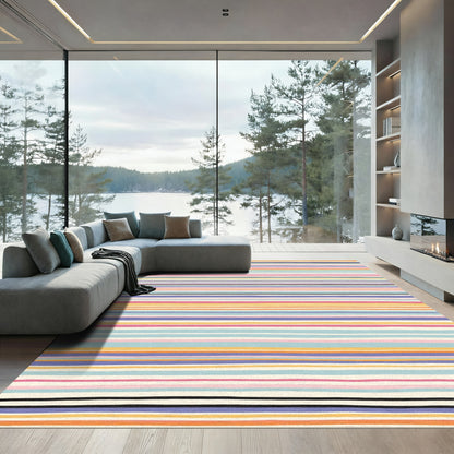 Colorful Abstract Stripe Broadloom Rug