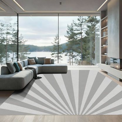 Monochromatic Sunburst Radiating Lines Rug