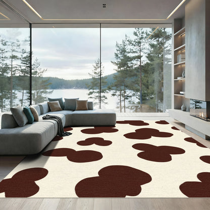 Brown White Spots Contemporary Rug