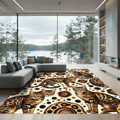 Artistic Leopard Spotted Golden Animal Rug