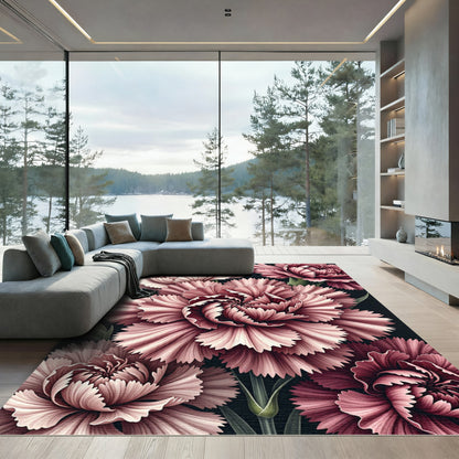 Dusty Rose Carnation Bloom Cluster Rug