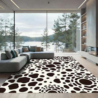 Modern Monochrome Abstract Spotted Ink Rug