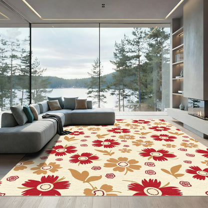 Crimson Gold Floral Garden Rug