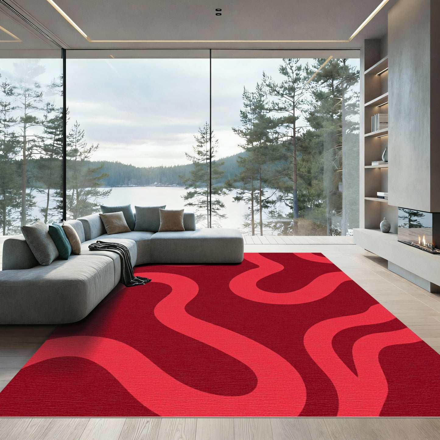 Crimson Red Organic Flow Rug