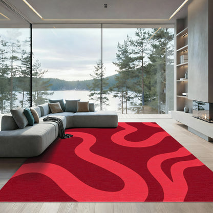 Crimson Red Organic Flow Rug