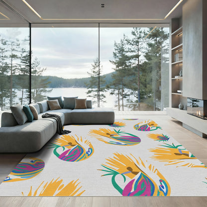 Vibrant Yellow Abstract Tropical Leaf Rug